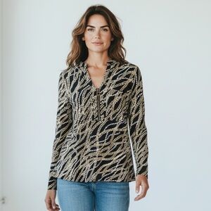 MICHAEL KORS ladies, chain-link style, long sleeve blouse size small